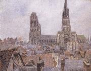 Camille Pissarro The Roofs of Old Rouen,Gray Weather Spain oil painting artist